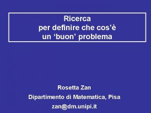 Ricerca per definire che cos un buon problema