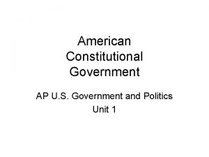 American Constitutional Government AP U S Government and