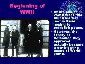 Beginning of WWII At the end of World