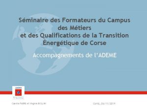 Sminaire des Formateurs du Campus des Mtiers et