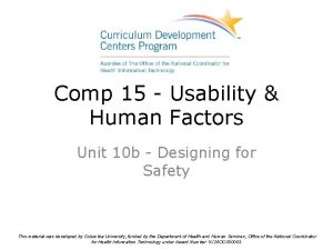 Comp 15 Usability Human Factors Unit 10 b