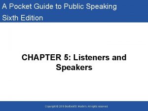A Pocket Guide to Public Speaking Sixth Edition