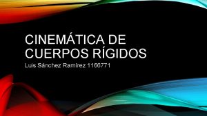 CINEMTICA DE CUERPOS RGIDOS Luis Snchez Ramrez 1166771