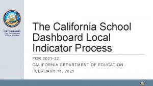 TONY THURMOND State Superintendent of Public Instruction The