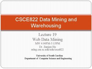 CSCE 822 Data Mining and Warehousing Lecture 19