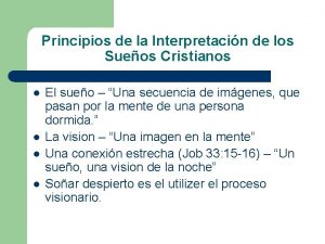 Principios de la Interpretacin de los Sueos Cristianos