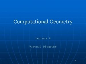 Computational Geometry Lecture 8 Voronoi Diagrams 1 Voronoi