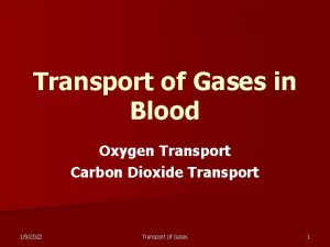 Transport of Gases in Blood Oxygen Transport Carbon