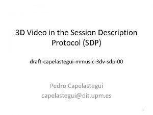 3 D Video in the Session Description Protocol