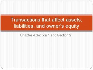 Transactions that affect assets liabilities and owners equity