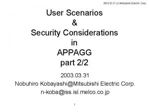 2003 31 c Mitsubishi Electric Corp User Scenarios