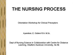 THE NURSING PROCESS Orientation Workshop for Clinical Preceptors