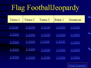 Flag Football Jeopardy Terms 1 Terms 2 Terms