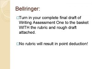 Bellringer Turn in your complete final draft of