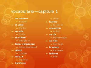 vocabulariocaptulo 1 un crucero a cruise el viaje