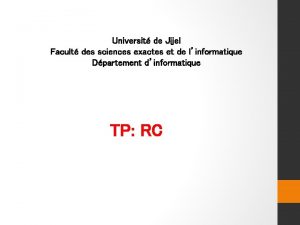 Universit de Jijel Facult des sciences exactes et