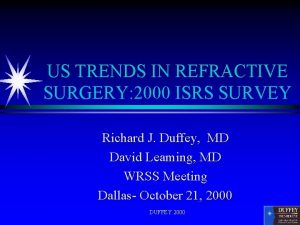 US TRENDS IN REFRACTIVE SURGERY 2000 ISRS SURVEY