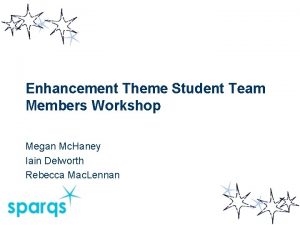 Enhancement Theme Student Team Members Workshop Megan Mc