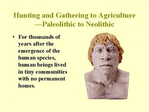 Hunting and Gathering to Agriculture Paleolithic to Neolithic