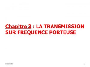 Chapitre 3 LA TRANSMISSION SUR FREQUENCE PORTEUSE 09012022