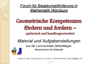 Forum fr Begabungsfrderung in Mathematik Wrzburg Geometrische Kompetenzen