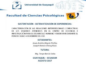 SUSTENTACIN SISTEMATIZACIN DE EXPERIENCIAS CARACTERIZACIN DE LAS RELACIONES