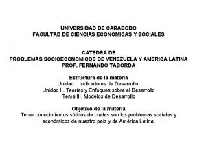 UNIVERSIDAD DE CARABOBO FACULTAD DE CIENCIAS ECONOMICAS Y