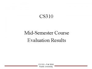 CS 310 MidSemester Course Evaluation Results CS 310
