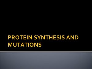 PROTEIN SYNTHESIS AND MUTATIONS DNA Replication DNA is