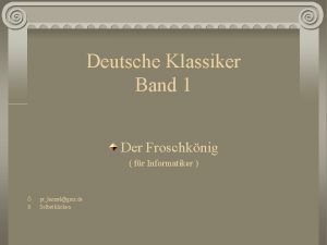 Deutsche Klassiker Band 1 Der Froschknig fr Informatiker