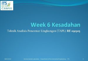 Week 6 Kesadahan Teknik Analisis Pencemar Lingkungan TAPL