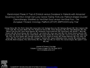 Randomized Phase III Trial of Erlotinib versus Docetaxel