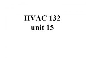 HVAC 132 unit 15 Objectives Identify power consuming