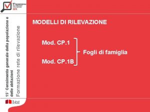 Formazione rete di rilevazione 15 Censimento generale della