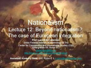 Nationalism Lecture 12 Beyond nationalism The case of