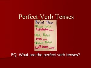 Perfect Verb Tenses EQ What are the perfect