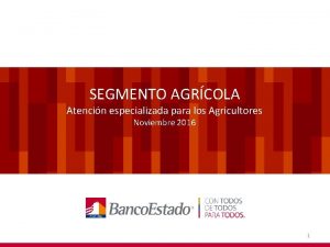 SEGMENTO AGRCOLA Atencin especializada para los Agricultores Noviembre