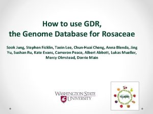 How to use GDR the Genome Database for