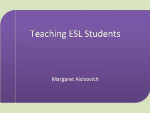 Teaching ESL Students Margaret Aisicovich ESL Theory BICS