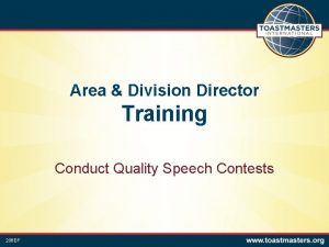 Area Division Director Training Conduct Quality Speech Contests