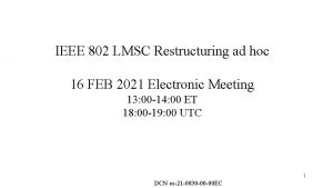 IEEE 802 LMSC Restructuring ad hoc 16 FEB