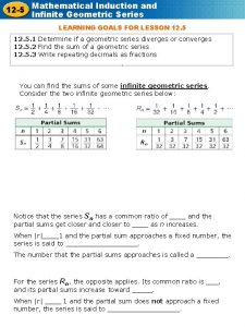 12 5 Mathematical Induction and Infinite Geometric Series