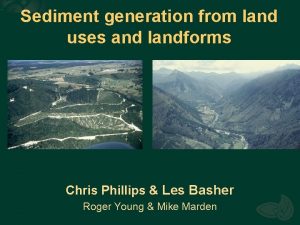 Sediment generation from land uses and landforms Chris