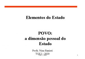 Elementos do Estado POVO a dimenso pessoal do