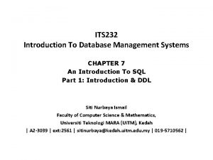 ITS 232 Introduction To Database Management Systems CHAPTER