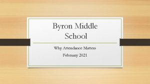 Byron Middle School Why Attendance Matters February 2021