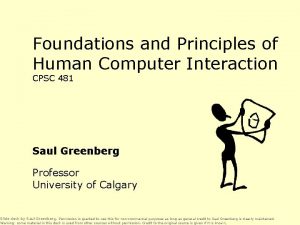 Foundations and Principles of Human Computer Interaction CPSC