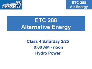 ETC 288 Alt Energy ETC 288 Alternative Energy