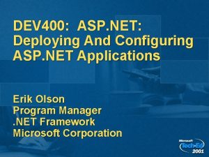 DEV 400 ASP NET Deploying And Configuring ASP