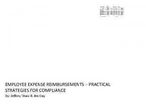 EMPLOYEE EXPENSE REIMBURSEMENTS PRACTICAL STRATEGIES FOR COMPLIANCE By